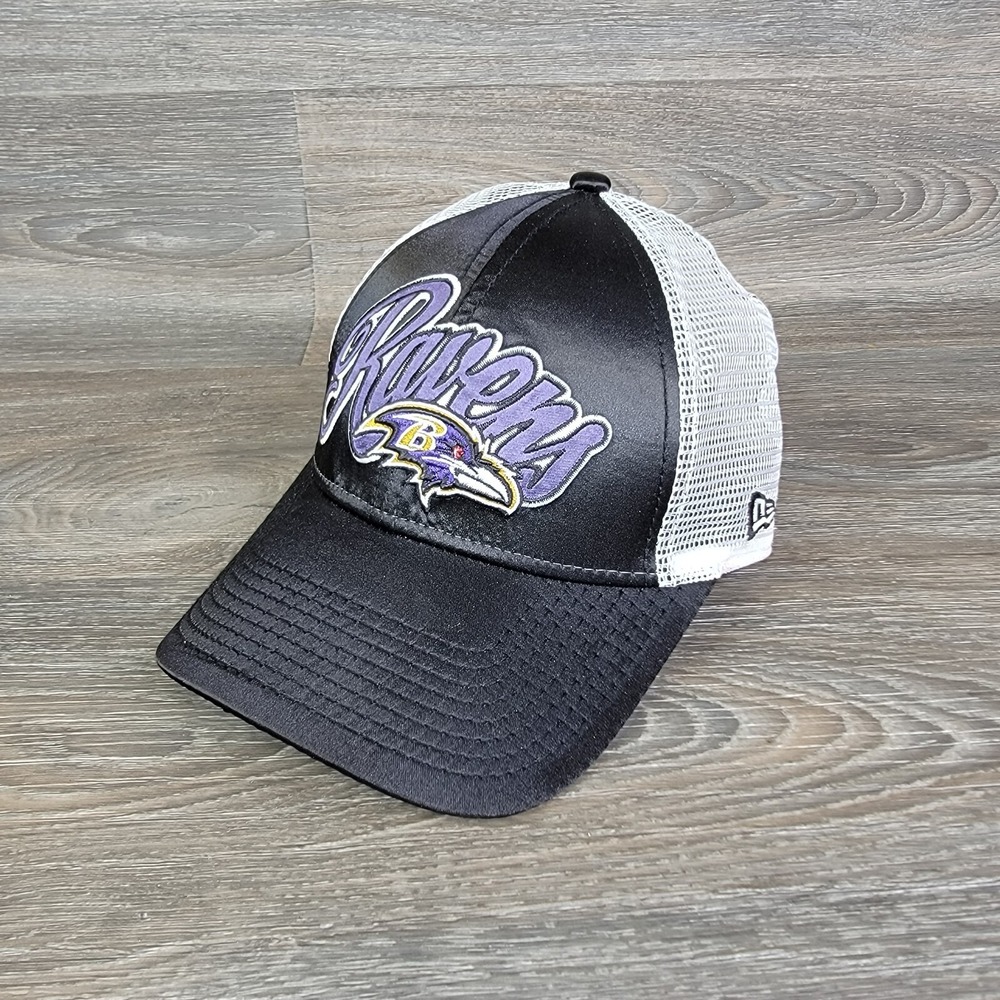 Baltimore Ravens New Era Women Hat Cap Scripty Satin Trucker Adjustable